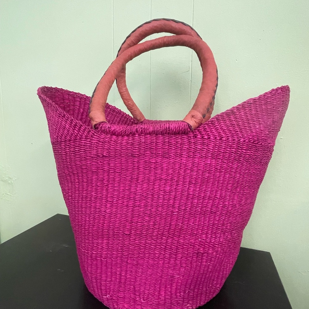 Pink Woven Tote Bag